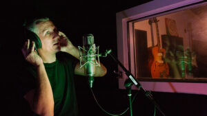 Singer at work in studio