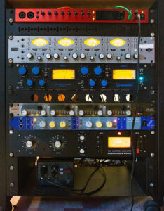Studio rack gear. Compressors and preamps by Universal Audio, BAE, Buzz Audio and Audioscape